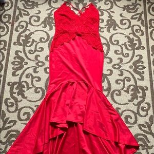 Stunning Red Mermaid Dress w Embroidery Detail
